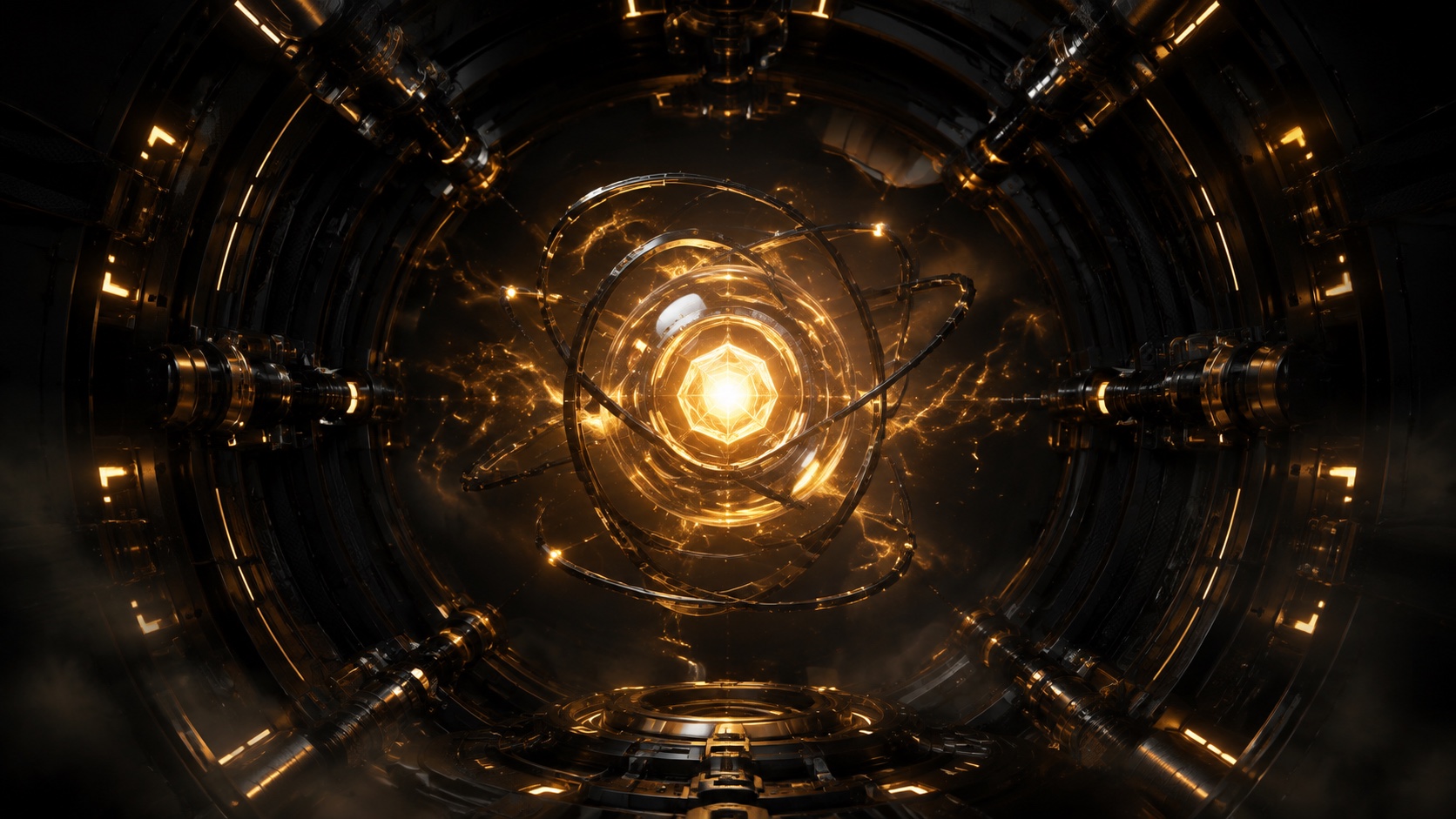 A glowing gold energy core